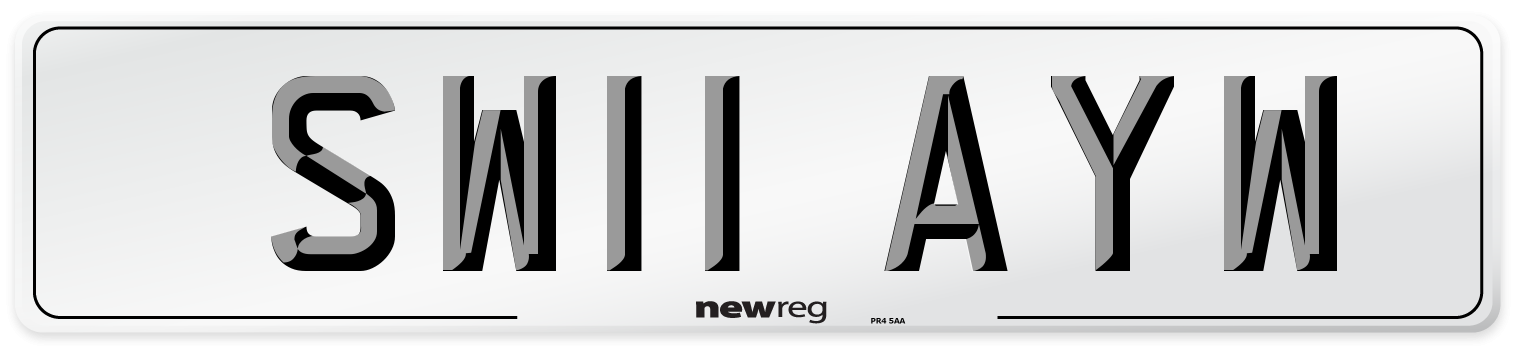 SW11 AYW Number Plate from New Reg